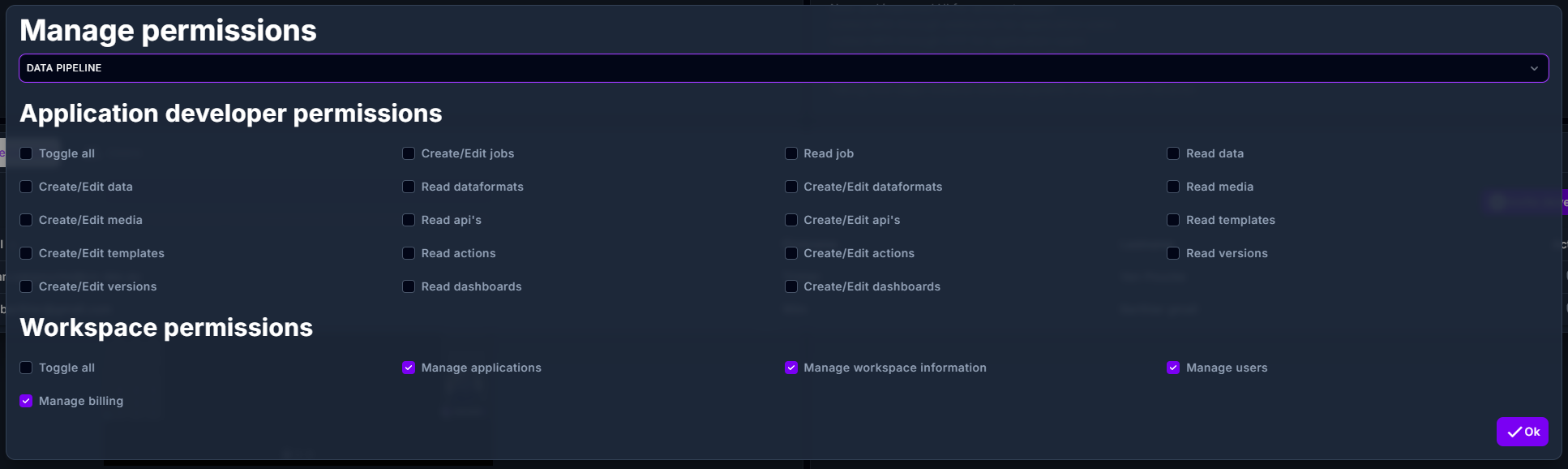 Developer permissions